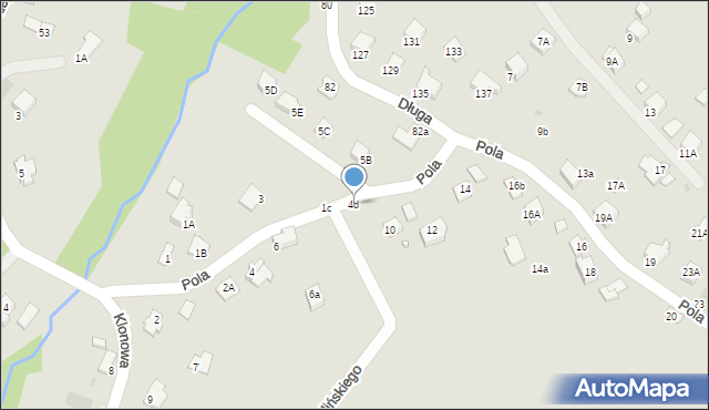 Krosno, Pola Wincentego, 4d, mapa Krosna