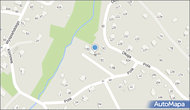Krosno, Pola Wincentego, 5E, mapa Krosna