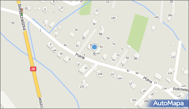 Krosno, Polna, 5C, mapa Krosna