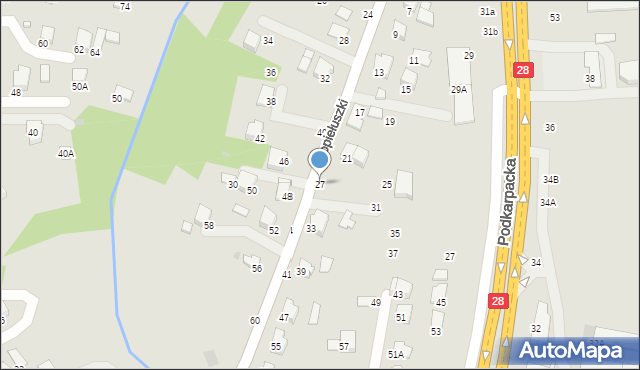 Krosno, Popiełuszki Jerzego, bł. ks., 27, mapa Krosna