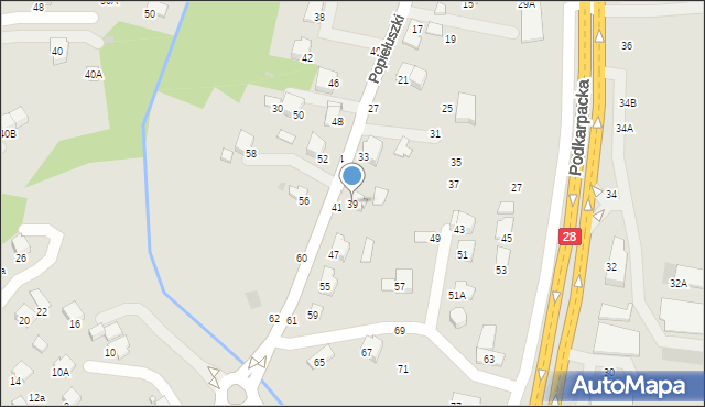 Krosno, Popiełuszki Jerzego, bł. ks., 39, mapa Krosna