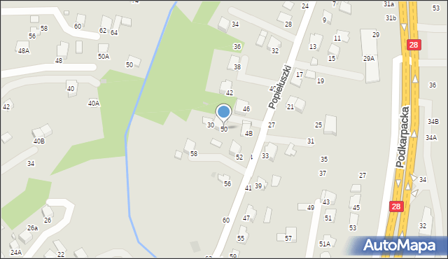Krosno, Popiełuszki Jerzego, bł. ks., 50, mapa Krosna