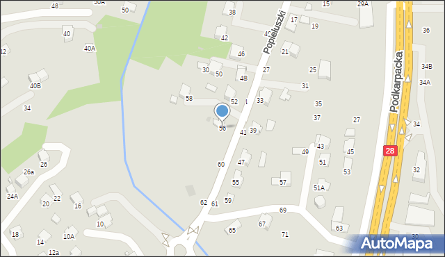 Krosno, Popiełuszki Jerzego, bł. ks., 56, mapa Krosna