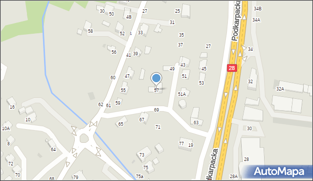 Krosno, Popiełuszki Jerzego, bł. ks., 57, mapa Krosna