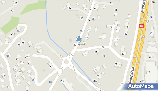 Krosno, Popiełuszki Jerzego, bł. ks., 61, mapa Krosna