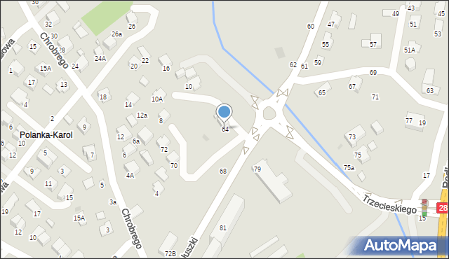 Krosno, Popiełuszki Jerzego, bł. ks., 64, mapa Krosna