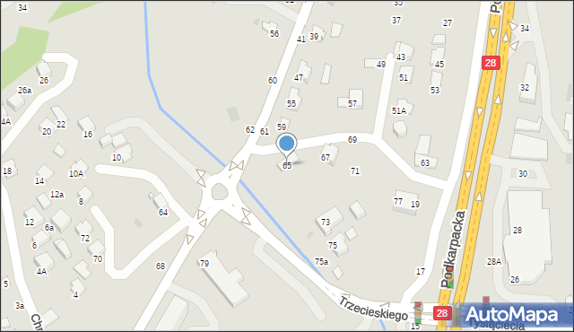 Krosno, Popiełuszki Jerzego, bł. ks., 65, mapa Krosna