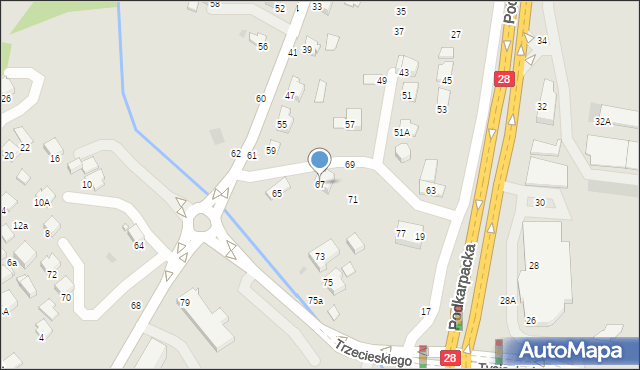 Krosno, Popiełuszki Jerzego, bł. ks., 67, mapa Krosna
