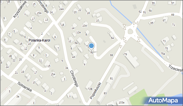 Krosno, Popiełuszki Jerzego, bł. ks., 70, mapa Krosna