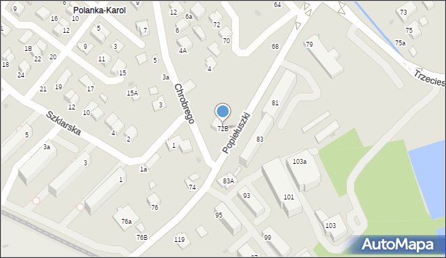 Krosno, Popiełuszki Jerzego, bł. ks., 72B, mapa Krosna