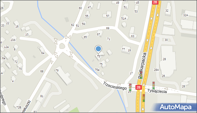 Krosno, Popiełuszki Jerzego, bł. ks., 73, mapa Krosna