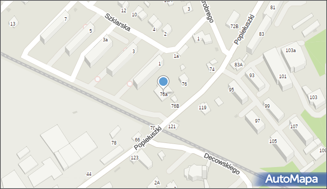 Krosno, Popiełuszki Jerzego, bł. ks., 76a, mapa Krosna