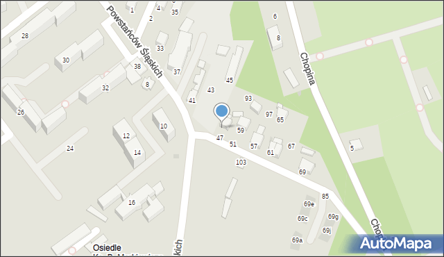 Krosno, Powstańców Śląskich, 49, mapa Krosna