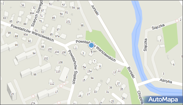 Krosno, Powstańców Śląskich, 5, mapa Krosna