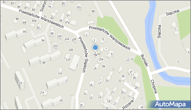 Krosno, Powstańców Śląskich, 5a, mapa Krosna