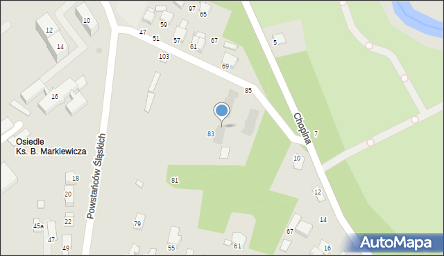 Krosno, Powstańców Śląskich, 69b, mapa Krosna