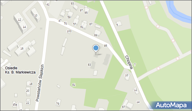 Krosno, Powstańców Śląskich, 69c, mapa Krosna