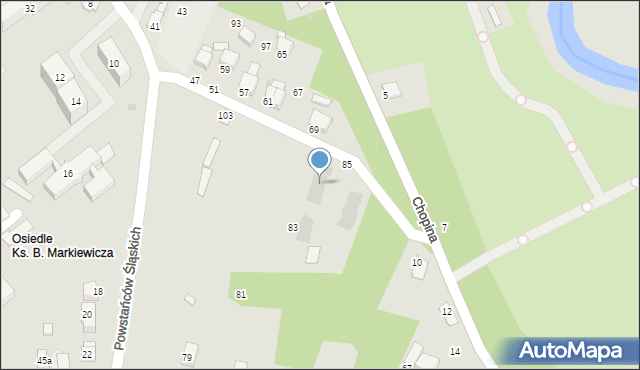 Krosno, Powstańców Śląskich, 69d, mapa Krosna
