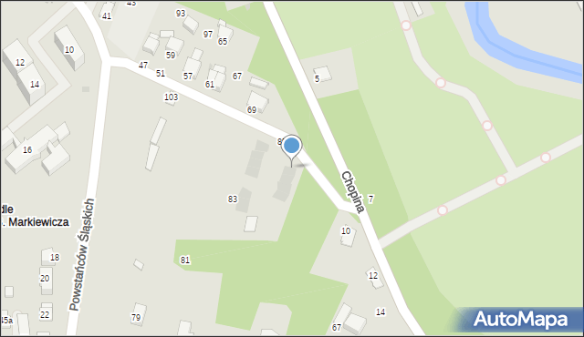 Krosno, Powstańców Śląskich, 69g, mapa Krosna