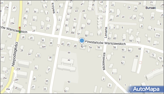 Krosno, Powstańców Warszawskich, 52, mapa Krosna