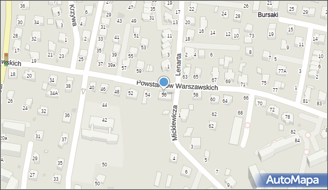 Krosno, Powstańców Warszawskich, 56, mapa Krosna