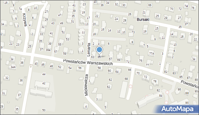 Krosno, Powstańców Warszawskich, 65, mapa Krosna