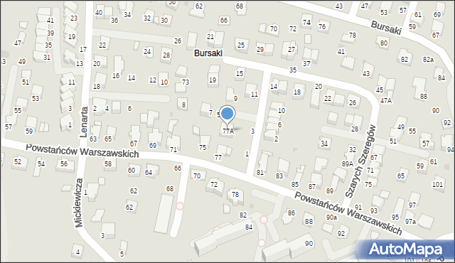 Krosno, Powstańców Warszawskich, 77A, mapa Krosna