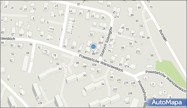 Krosno, Powstańców Warszawskich, 89, mapa Krosna