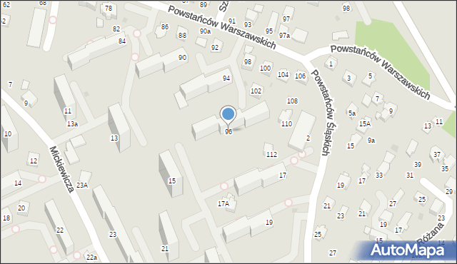 Krosno, Powstańców Warszawskich, 96, mapa Krosna