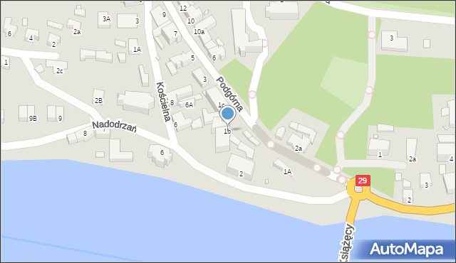 Krosno Odrzańskie, Podgórna, 1b, mapa Krosno Odrzańskie