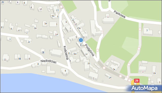 Krosno Odrzańskie, Podgórna, 3a, mapa Krosno Odrzańskie
