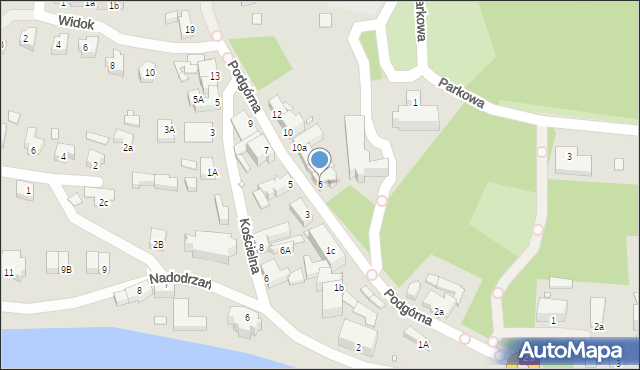 Krosno Odrzańskie, Podgórna, 6, mapa Krosno Odrzańskie