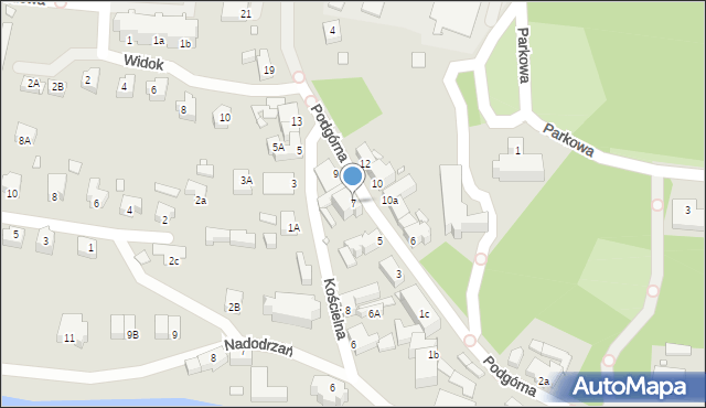 Krosno Odrzańskie, Podgórna, 7, mapa Krosno Odrzańskie