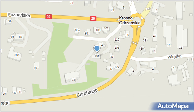 Krosno Odrzańskie, Poznańska, 106, mapa Krosno Odrzańskie