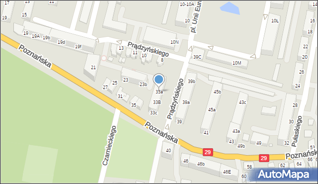 Krosno Odrzańskie, Poznańska, 33a, mapa Krosno Odrzańskie