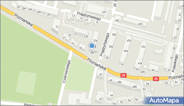 Krosno Odrzańskie, Poznańska, 33c, mapa Krosno Odrzańskie