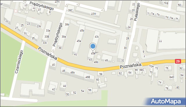 Krosno Odrzańskie, Poznańska, 43a, mapa Krosno Odrzańskie