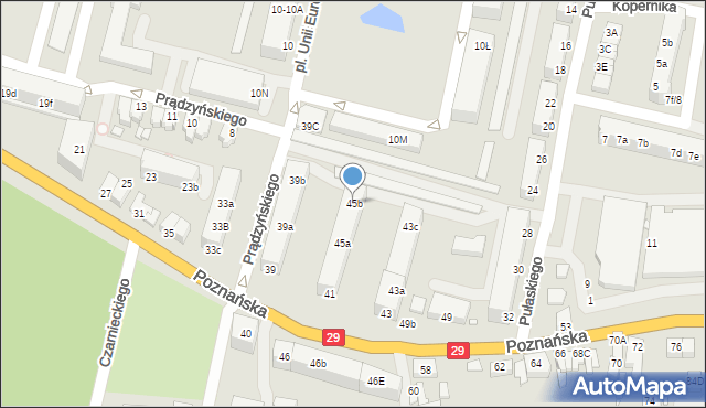 Krosno Odrzańskie, Poznańska, 45b, mapa Krosno Odrzańskie