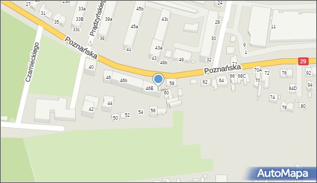 Krosno Odrzańskie, Poznańska, 46F, mapa Krosno Odrzańskie
