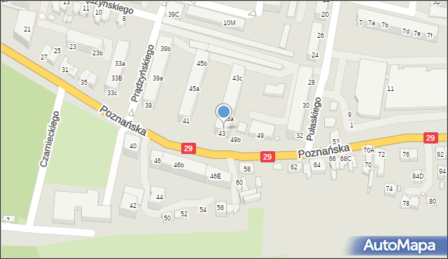 Krosno Odrzańskie, Poznańska, 47, mapa Krosno Odrzańskie