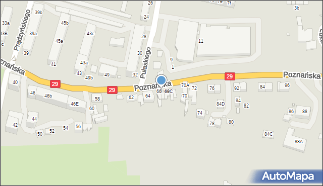 Krosno Odrzańskie, Poznańska, 68A, mapa Krosno Odrzańskie