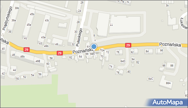 Krosno Odrzańskie, Poznańska, 68D, mapa Krosno Odrzańskie