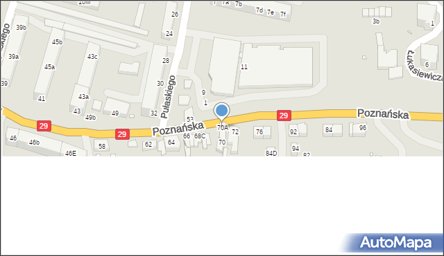 Krosno Odrzańskie, Poznańska, 70A, mapa Krosno Odrzańskie