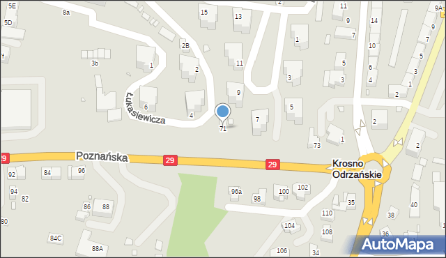 Krosno Odrzańskie, Poznańska, 71, mapa Krosno Odrzańskie