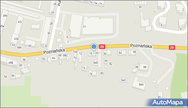 Krosno Odrzańskie, Poznańska, 76a, mapa Krosno Odrzańskie