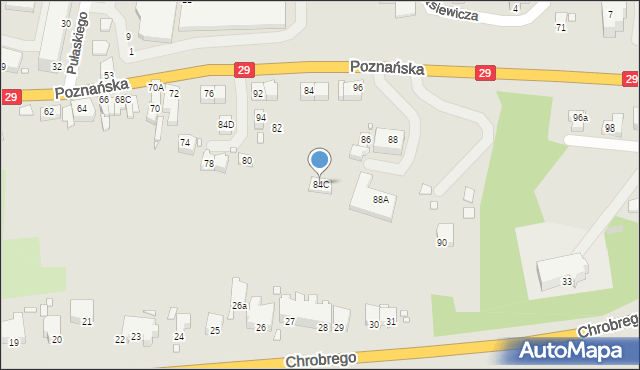 Krosno Odrzańskie, Poznańska, 84C, mapa Krosno Odrzańskie