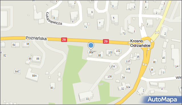 Krosno Odrzańskie, Poznańska, 96a, mapa Krosno Odrzańskie