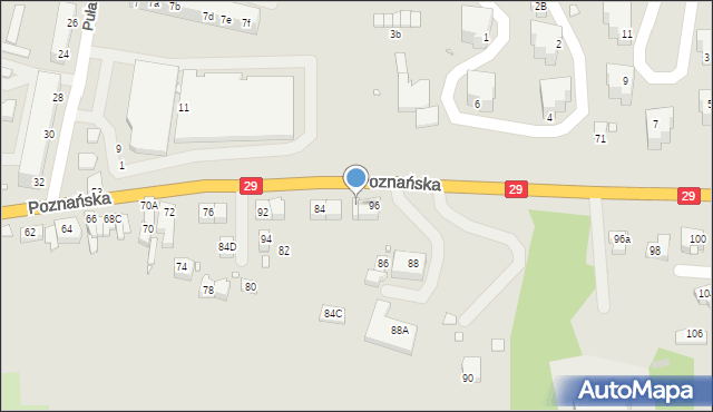 Krosno Odrzańskie, Poznańska, 96b, mapa Krosno Odrzańskie