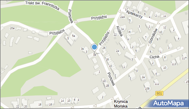 Krynica Morska, Portowa, 3a, mapa Krynica Morska