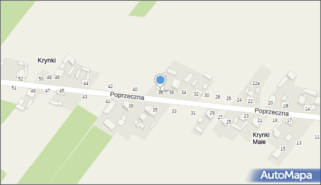 Krynki, Poprzeczna, 38, mapa Krynki